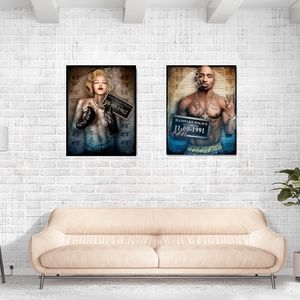 Marilyn Monroe and Tupac Sexy Tattood Mugshot Art Poster Set 12x16  unframed